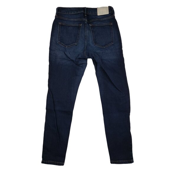 Everlane Dark The Curvy High-Rise Skinny Jean Size 28 Crop Dark Wash Slim - Picture 3 of 16